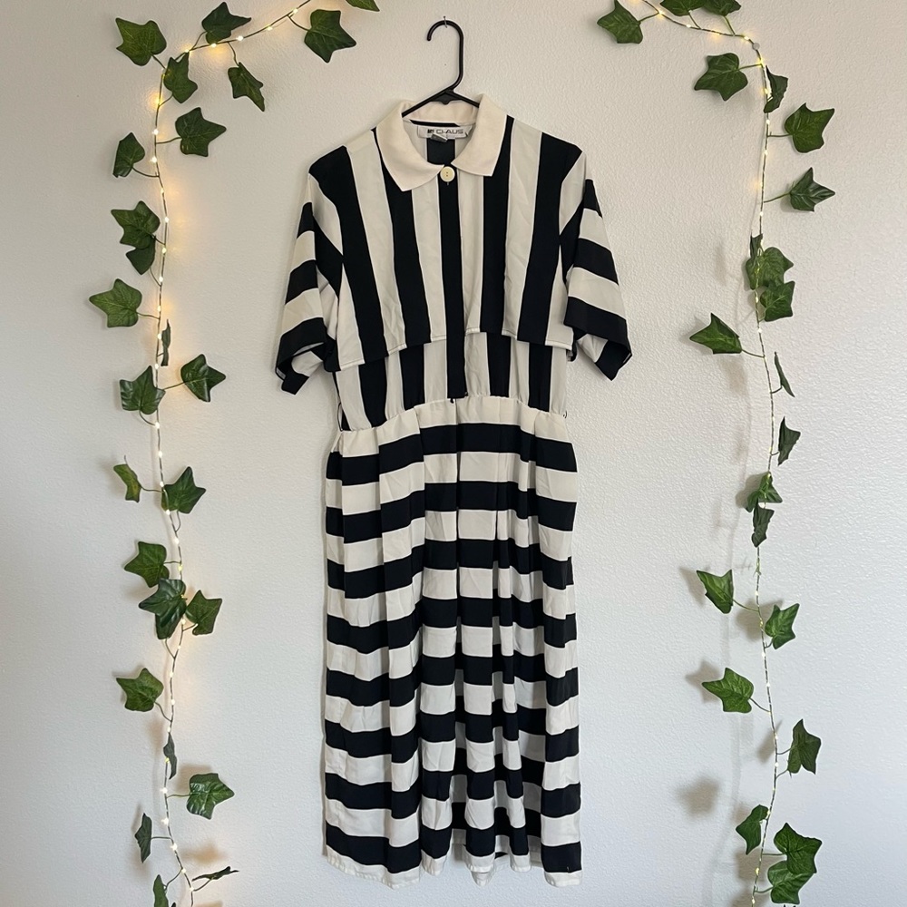 Vintage black and white striped dress